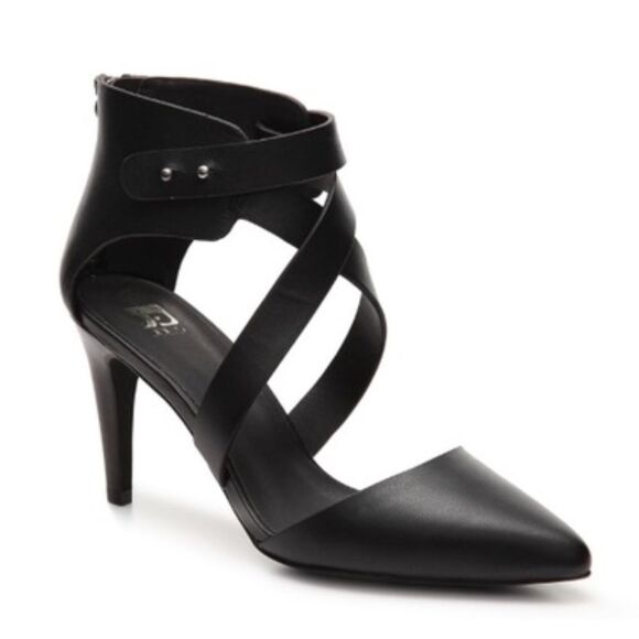 Joe’s Jeans Black Ankle Strap Leather Pumps - Picture 1 of 8